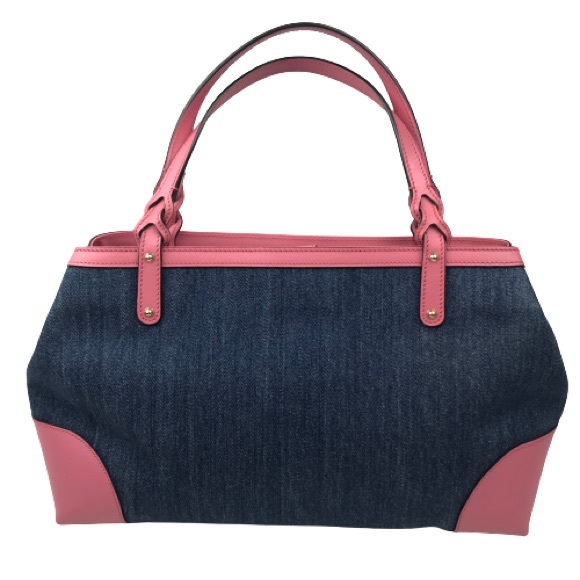 GUCCI Hawaii Tote Blue Denim Pink Leather Oversized Rare Vintage EUC - Picture 4 of 16